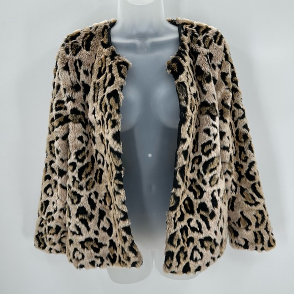 Love Token Faux Fur Jacket Women’s S Cheetah Leopard Short Coat Mob Wife Party - Picture 3 of 13